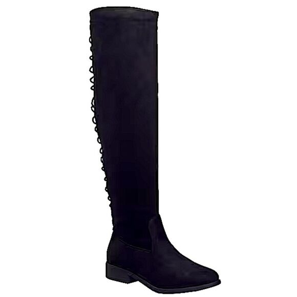 NIB French Connection Black Jasper Lace-up Over The Knee Boots Size 7.5 - Picture 1 of 10